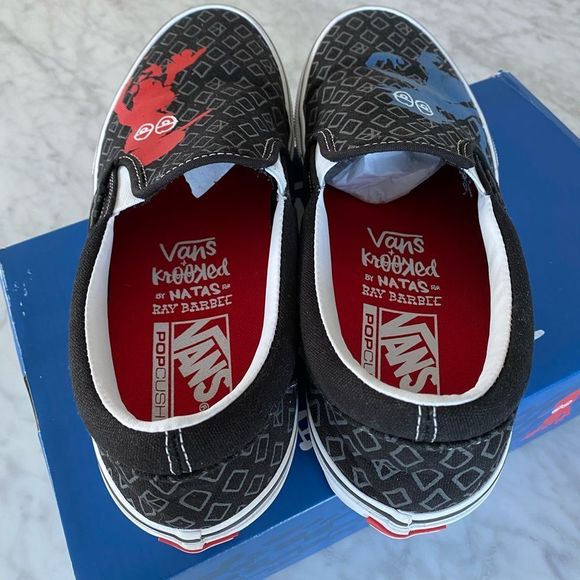 Vans X Krooked Natas Skate Slip On Skateboard Shoes VN0A5FCAAPM MEN'S Size 10 - Picture 4 of 7